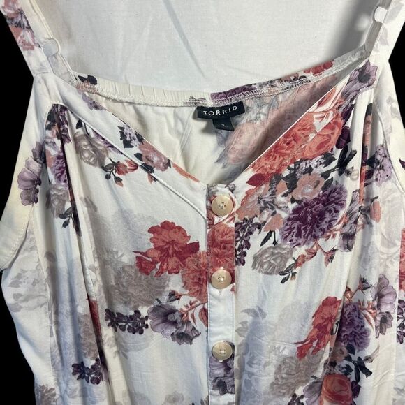 Torrid Cream Floral Print Babydoll Top Sz 3/3X - Picture 7 of 7